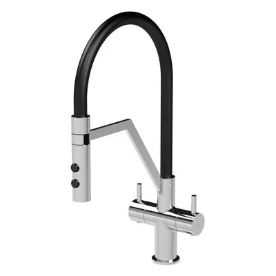 Modern Kitchen Mono Mixer Tap with Lever Handles, 436mm - Chrome