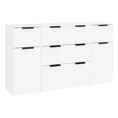 (White) vidaXL Sideboard Set Piece Engineered Wood Home Organiser Multi Colours