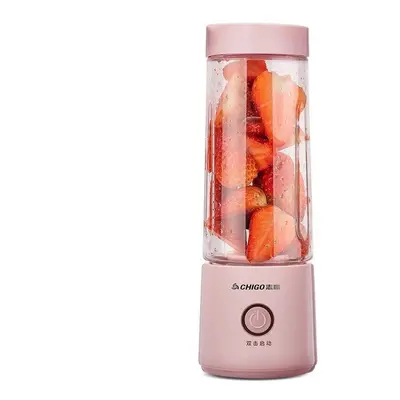 (Pink) Portable Electric Juice Cup 400ml Fruit Juicer Handheld Smoothie Maker USB Blender