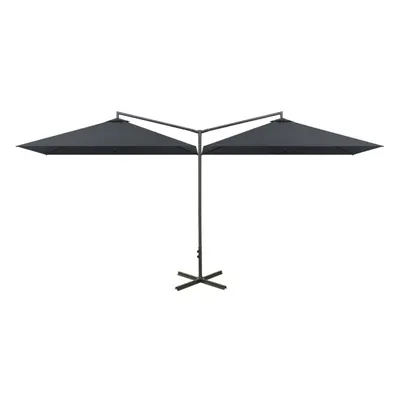 vidaXL Double Garden Parasol with Steel Pole Shade Outdoor Umbrella Anthracite