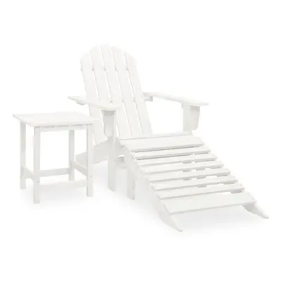 vidaXL Solid Fir Wood Garden Adirondack Chair with Ottoman&Table White Unit