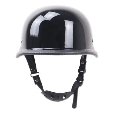 (Black, L) Motorcycle Matte German Half Face Helmet Chopper Cruiser Biker