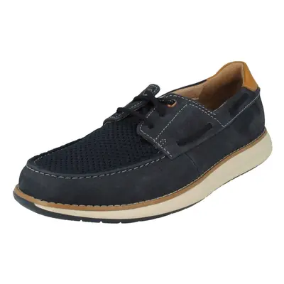 (UK 9, Navy (Blue)) Mens Clarks Unstructured Deck Shoes Un Pilot Lace - G Fit