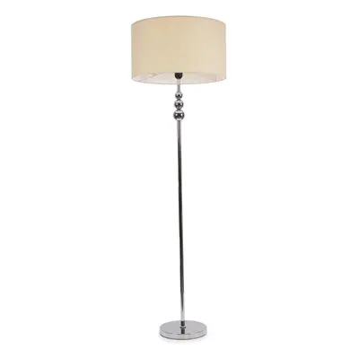 ValueLights Marissa Natural Shade with Chrome Stacked Ball Floor Lamp