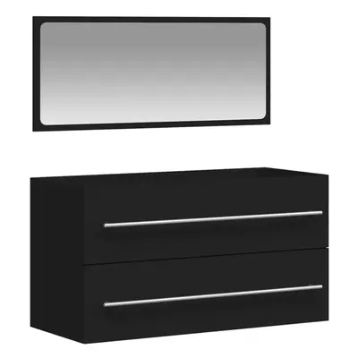 (black) vidaXL Bathroom Cabinet Vanity Unit with Mirror Sink Cabinet Engineered Wood