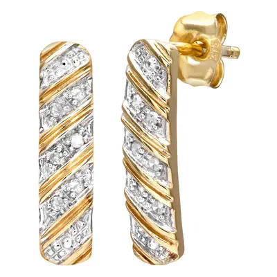 Jewelco London 9ct Yellow Gold Round 5pts Diamond Stick Drop Earrings - PE0AXL3137Y