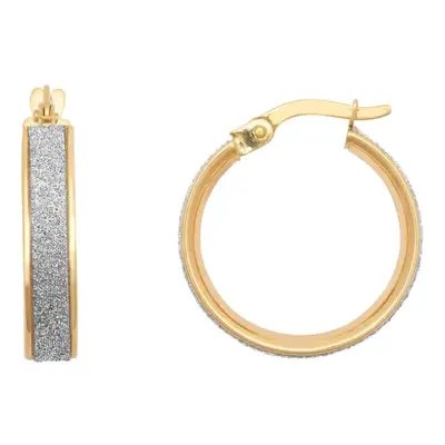 Jewelco London Ladies 9ct Gold MoonDust Stardust 4mm Hoop Earrings 18mm - JER770B