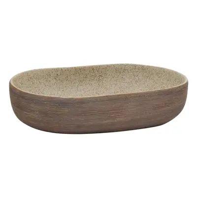 (brown, x x cm) vidaXL Countertop Basin Bathroom Sink Wash Basin Vessel Sink Oval Ceramic