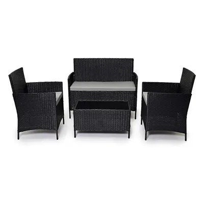 (Black) EVRE Madrid Rattan Garden Furniture piece set