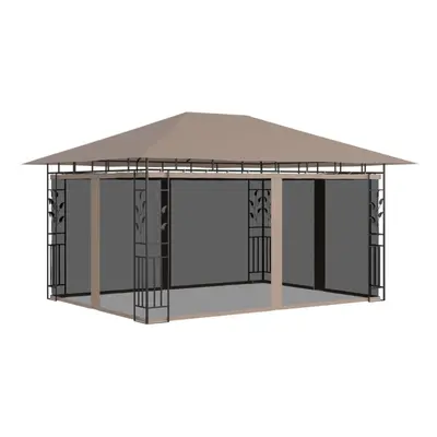 vidaXL Gazebo with Mosquito Net 4x3x2.73 m Taupe g/mÂ² Patio Canopy Shelter