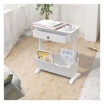 Magazine Newspaper Rack Holder Organizer Storage Side Table Night Stand White