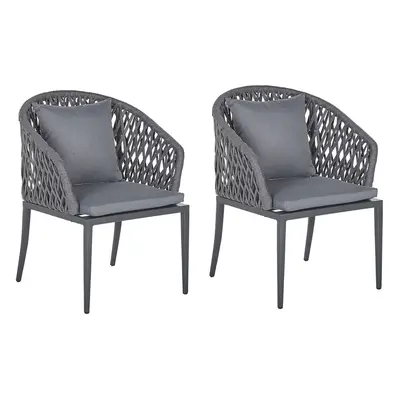 Set of Garden Chairs with Cushions LIPARI Metal Grey