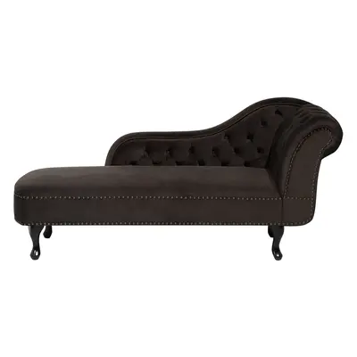 Right Hand Chaise Lounge Velvet Brown NIMES