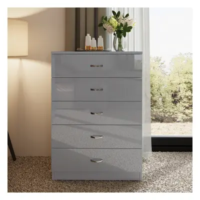 (Grey) Drawer High Gloss Chest Of Drawers