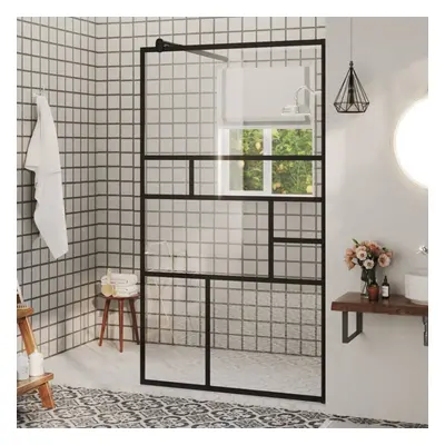 vidaXL Walk-in Shower Wall with Clear ESG Glass Black Bathroom Shower Screen