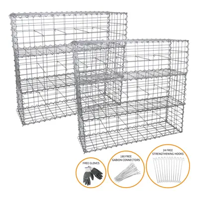 Gabion Baskets Cages Mesh Wire Stone Planter Garden / x x 30cm / Pack