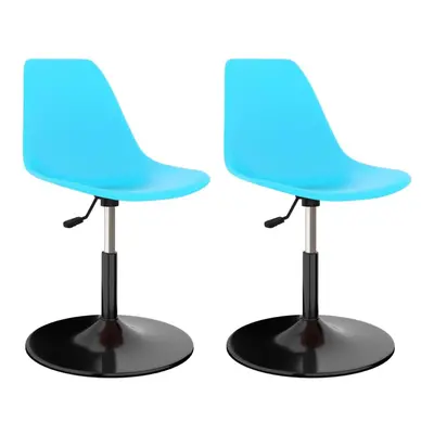 vidaXL 2x Swivel Dining Chairs Blue PP Kitchen Furniture Side Dinner Seat