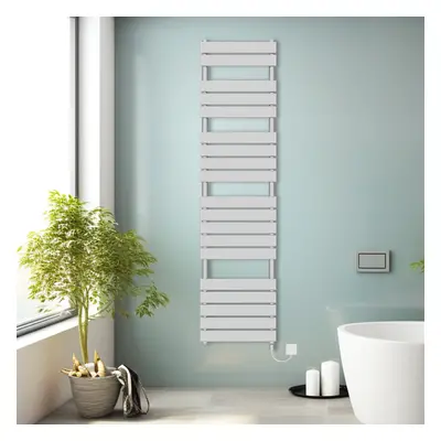 (Chrome, 1800x450mm) Prefilled Electric Heated Towel Rail Radiator Flat Panel Warmer Ladder