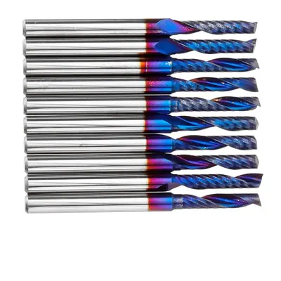 10pcs 3.175 Shank 2.5mm Blue Coated Single Flute End Mill Tungsten Carbide Spiral CNC Milling Cu