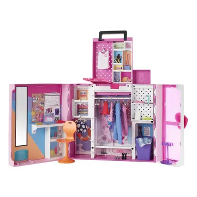 Barbie closet Playset with 35+ Accessories, complete Looks, Pop-Up 2nd Level, Full Length Mirror