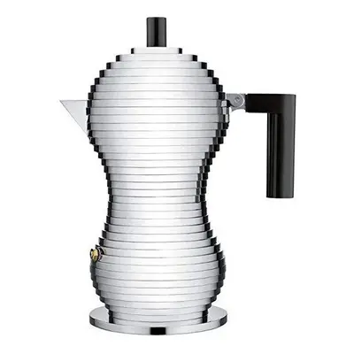 Alessi Pulcina Espresso coffee maker in cast aluminium. Handle and knob in PA, black, Cups