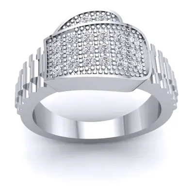 (Y) Jewelco London Mens Platinum Plated Sterling Silver CZ Boxing Glove Ring Ring - GVR932