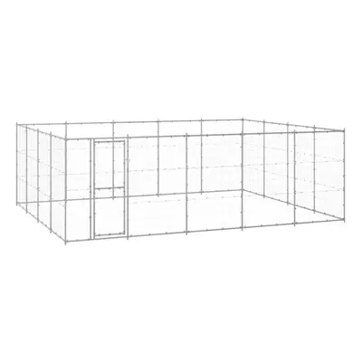 vidaXL Outdoor Dog Kennel Galvanised Steel 24.2 m? Patio Puppy Dog House Cage