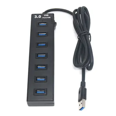 (Black) 7-Port USB 3.0 Hub Adapter Docking Station 5Gbps Data Transfer For Laptop PC