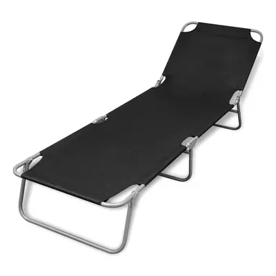 Foldable Sun Lounger with Adjustable Backrest Black