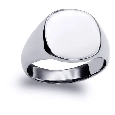 (U) Jewelco London Solid Rhodium-plated Sterling Silver Polished Square Cushion Signet Ring - AR