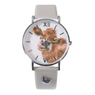 Wrendale Designs Cow Watch - Grey Leather Strap