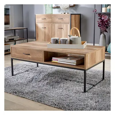 Coffee Table Storage Oak Effect Living Room Centrepiece Drawer Unit