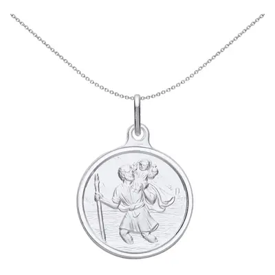 Jewelco London Unisex Sterling Silver St Christopher Medallion Necklace 20mm inch - GVP493