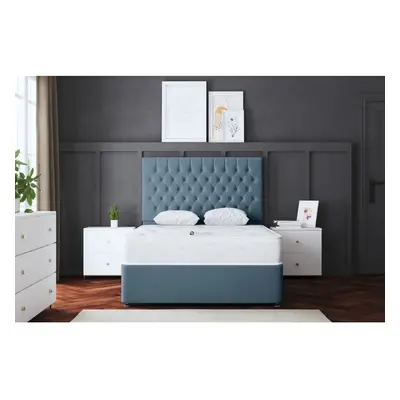 (King, Blue) Seraphine Divan Upholstered Bed