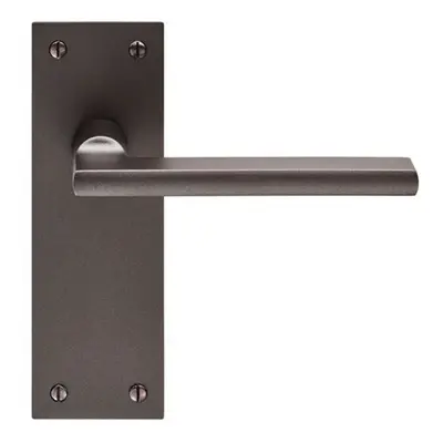 PAIR Straight Bar Handle on Slim Latch Backplate x 50mm Matt Bronze