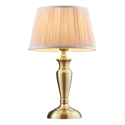 Table Lamp Antique Brass & Dusky Pink Silk 60W E27 Base & Shade e10527