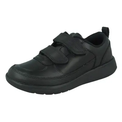 (Black, UK 13.5 Child) Boys Clarks Hook & Loop School Shoes Scape Flare K - H Fit