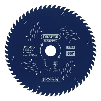 Draper Expert TCT Circular Saw Blade for Wood with PTFE Coating, x 30mm, 60T