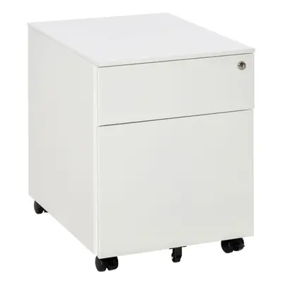 Vinsetto Mobile File Cabinet Steel Lockable w/ Pencil Tray for A4, Letters White