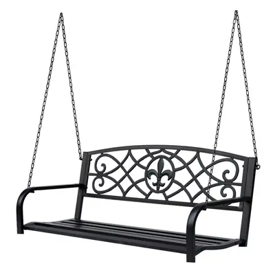 Outsunny Porch Swing Chair Hanging Bench Chair Fleur-De-Lis Design