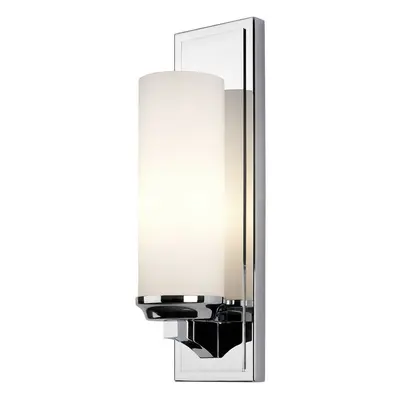 IP44 Large Wall Light White Opal Etched Glass Shade Polished Chrome LED G9 3.5W