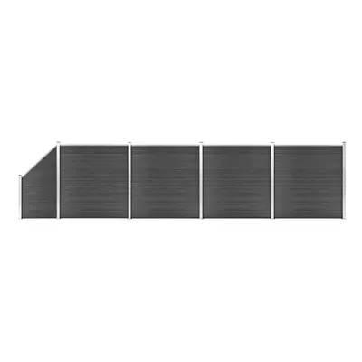 vidaXL Fence Panel Set WPC 792x(105-186) cm Black Garden Edging Safety Barrier