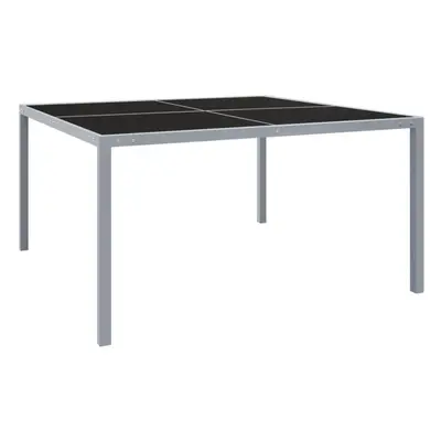 vidaXL Garden Table Grey Steel and Glass Outdoor Furniture Patio Dining Table