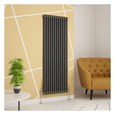 (1500 x 560mm Double, Anthracite) PlumbGalaxy Traditional-Style Cast Iron Radiator