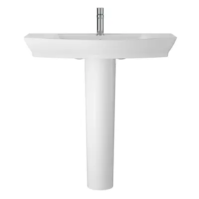 Spirit Ceramic Square Basin & Full Pedestal (Tap Not Included), 850mm - Balterley