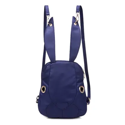 (Dark Blue) Women Nylon Backpack Waterproof Cartoon Rabbit Pockets Zipper Casual Cool Shoulder B