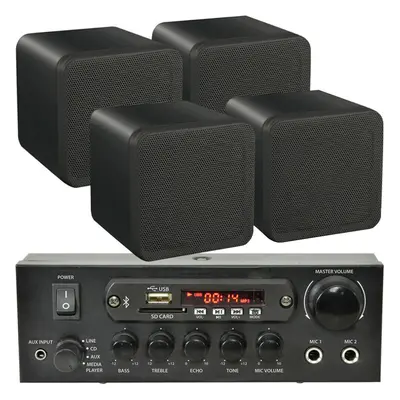 110W Bluetooth Amplifier & 4x 80W Black Speakers Background Wireless HiFi Kit