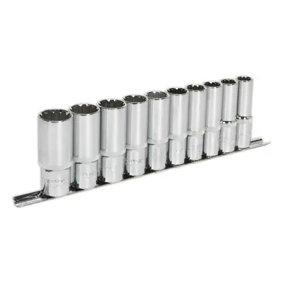 10pc UNIVERSAL DEEP Metric Socket Set - 1/2" Sq TOTAL DRIVE Fits Most Fasteners