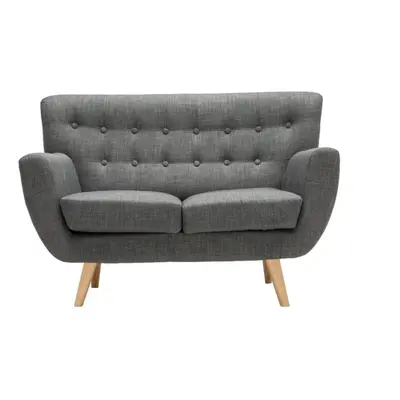 2 Seater Sofa Grey Birlea Loft Settee Modern Retro Style Fabric Wood Legs