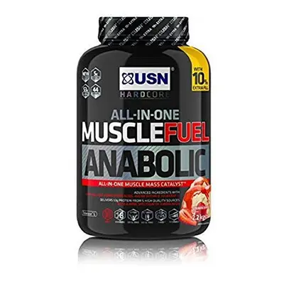 USN Muscle Fuel Anabolic All in one Muscle Building protein shake with Creatine, Strawberry, 2.2